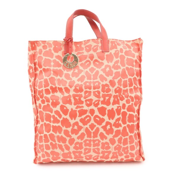 Auth Fendi Canvas Leather Leopard Tote #177489F28B - Picture 1 of 15